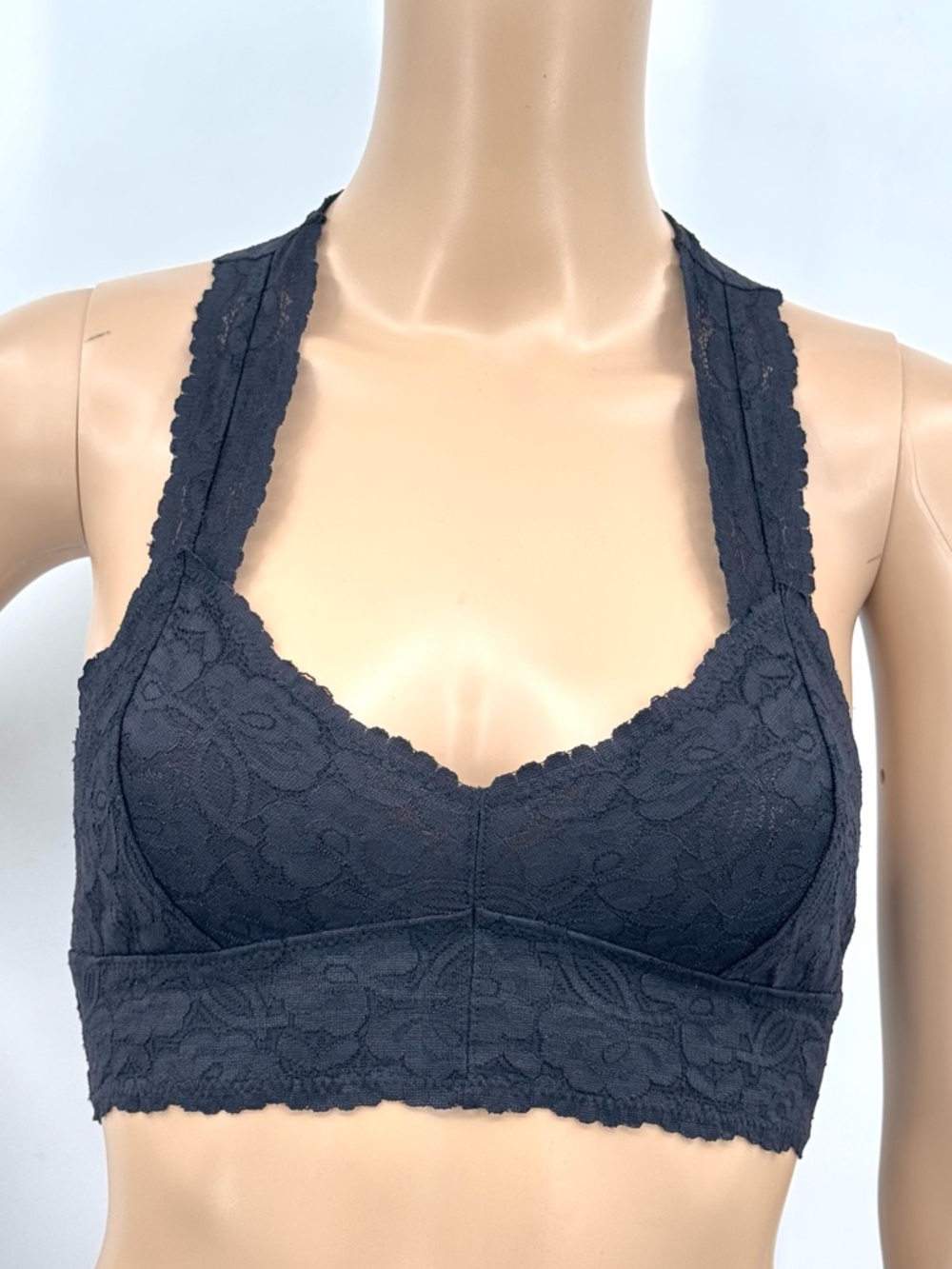 Intimately Free People Black Lace Racerback Bralette Floral Stretch
